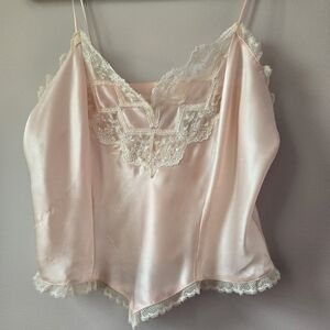 VTG Victoria’s Secret Gold Label Pink Lace Camisole Crop Top - Size M